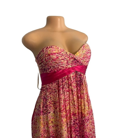 BCBGMaxazria Metallic Silk Kai Begonia Sleeveless Pink Maxi Dress - Picture 3 of 11